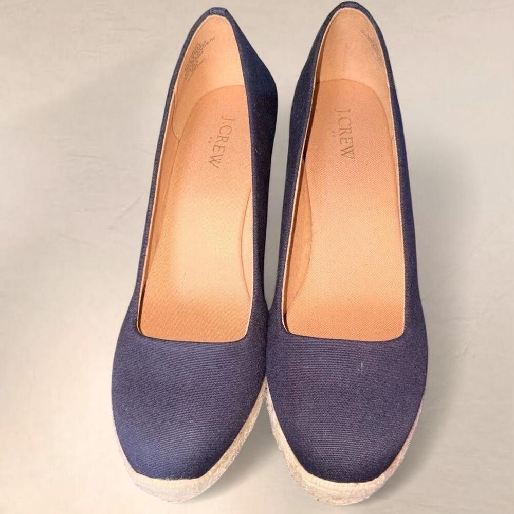 J. Crew Women's Size 9 Navy and Blue Wedge Platforms